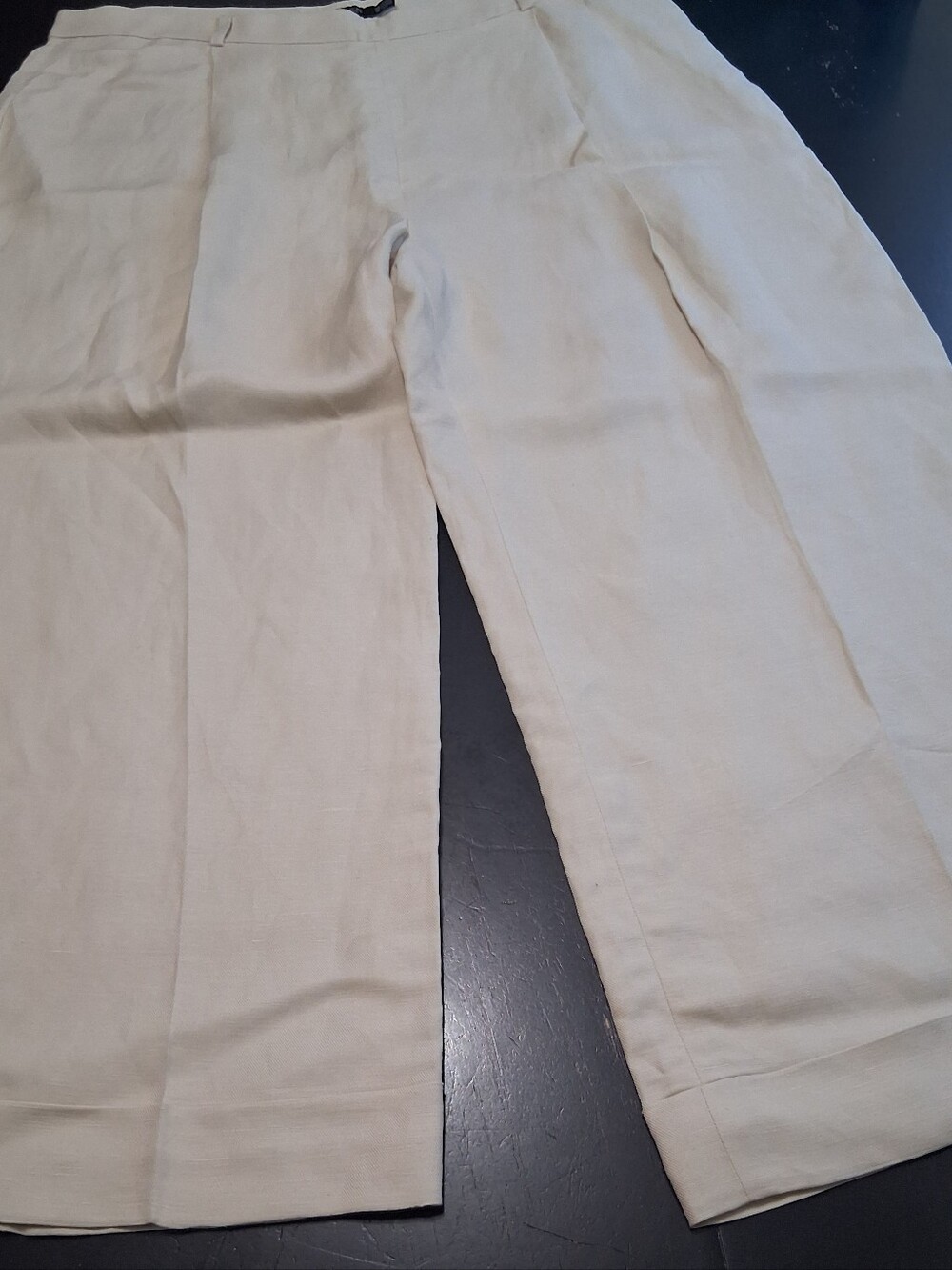NWT Lauren Ralph Lauren Light Beige Wide-Leg Cropped Trousers Size 14W
